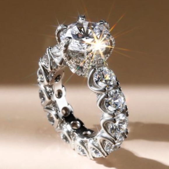 Italo Jewelry - Italo Sterling Silver White Sapphire Eternity Ring